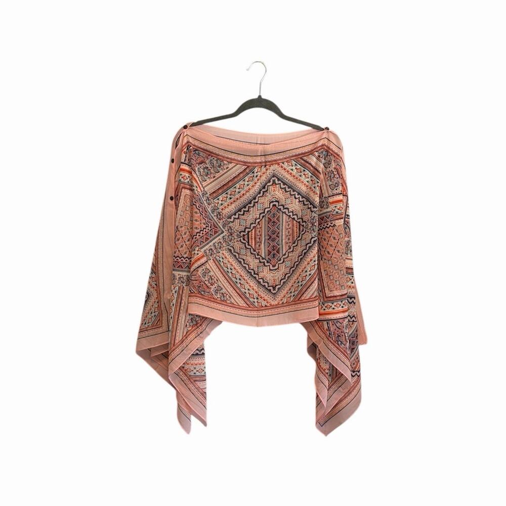 Crosstree Lane Pink Blue Geometric Pattern Wrap Scarf No Size NWT 90s Cape